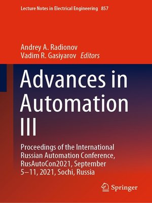 cover image of Advances in Automation III